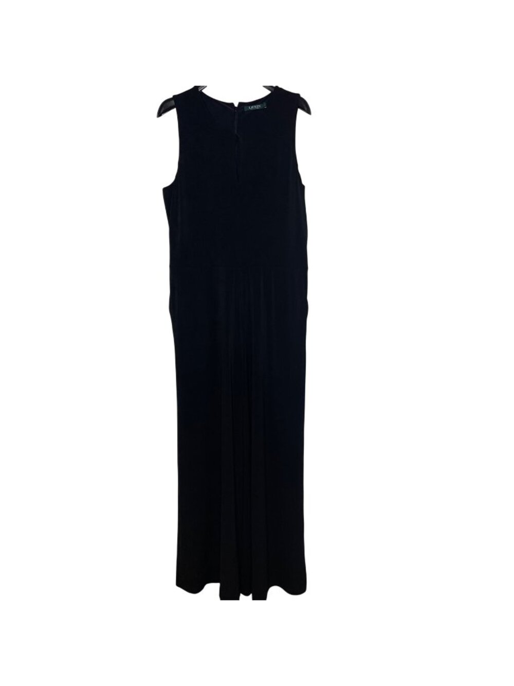 Lauren Ralph Lauren Sleeveless Wide Leg Stretch Jumpsuit Black Sz XL Pockets